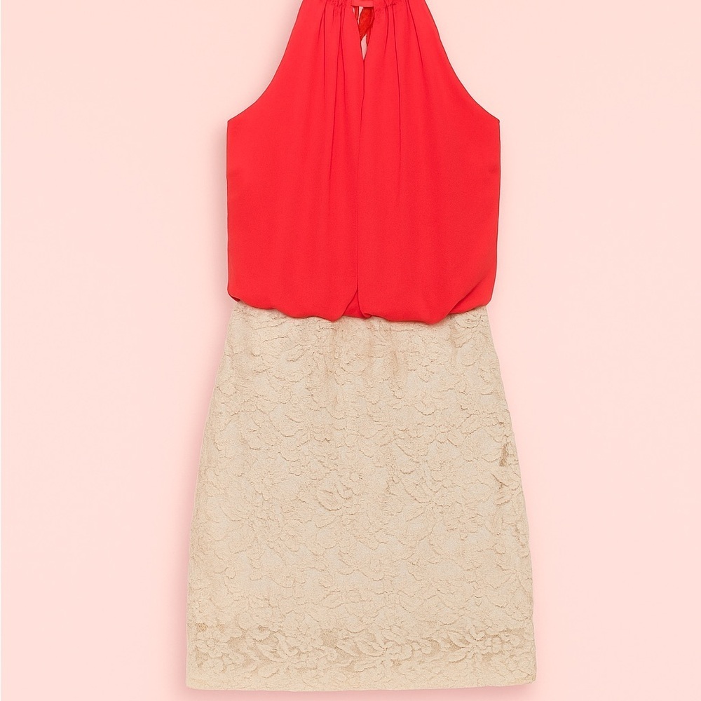 Windsor Red and Cream Backless Dress